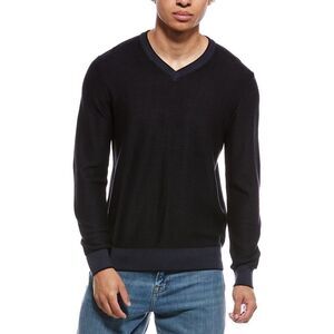 Raffi Mens  Links Stitch V-Neck Sweater, Navy